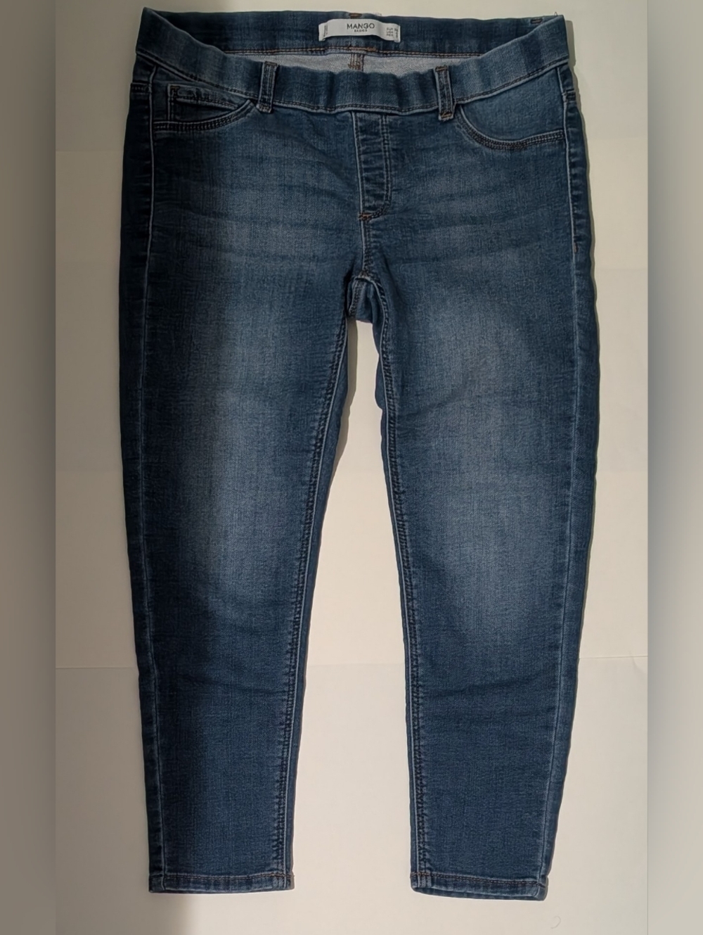 Mango Dark Blue Women's Pull On Jeans - Classic Stretch Denim Size US 6